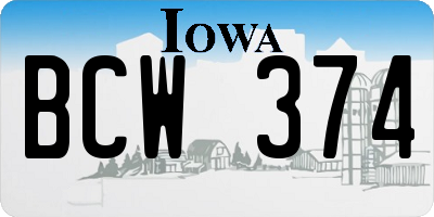 IA license plate BCW374