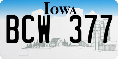 IA license plate BCW377