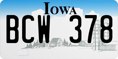 IA license plate BCW378