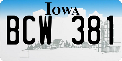 IA license plate BCW381