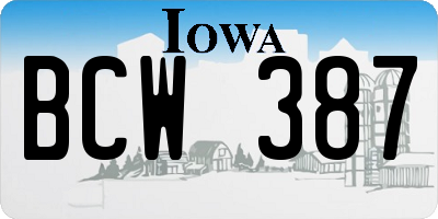 IA license plate BCW387