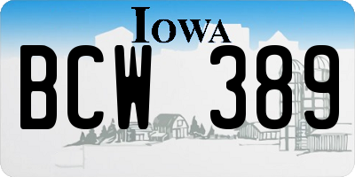 IA license plate BCW389