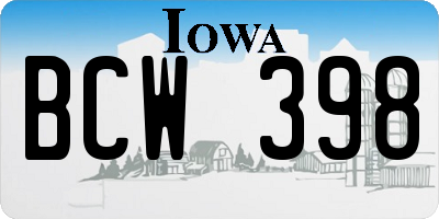 IA license plate BCW398