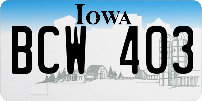 IA license plate BCW403