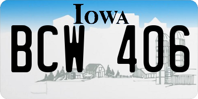 IA license plate BCW406