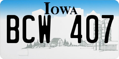 IA license plate BCW407