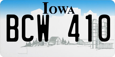 IA license plate BCW410
