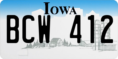 IA license plate BCW412