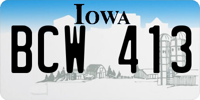 IA license plate BCW413