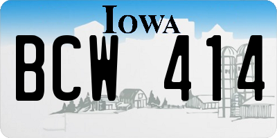 IA license plate BCW414