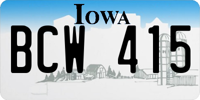 IA license plate BCW415