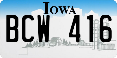 IA license plate BCW416