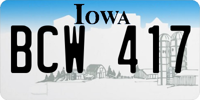 IA license plate BCW417