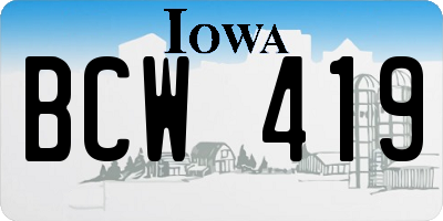 IA license plate BCW419