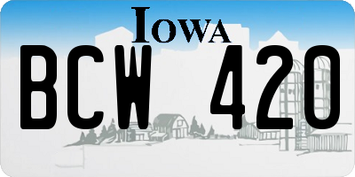 IA license plate BCW420