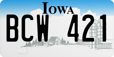 IA license plate BCW421