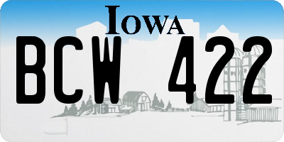 IA license plate BCW422