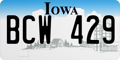 IA license plate BCW429