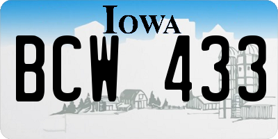 IA license plate BCW433