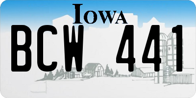 IA license plate BCW441
