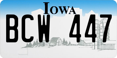 IA license plate BCW447