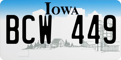 IA license plate BCW449