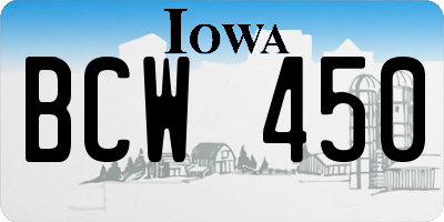 IA license plate BCW450