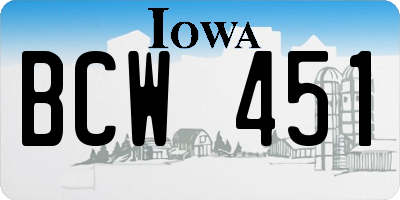 IA license plate BCW451