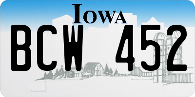 IA license plate BCW452