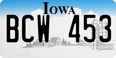 IA license plate BCW453