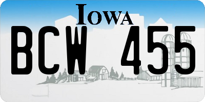 IA license plate BCW455