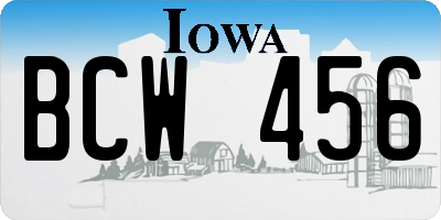 IA license plate BCW456