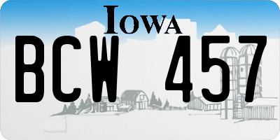 IA license plate BCW457