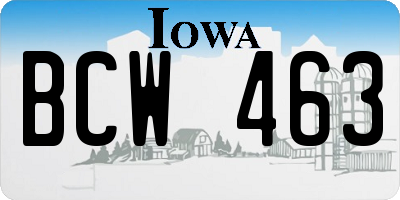 IA license plate BCW463