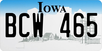 IA license plate BCW465