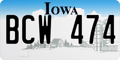 IA license plate BCW474