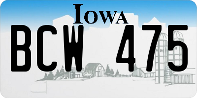 IA license plate BCW475