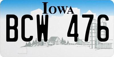 IA license plate BCW476