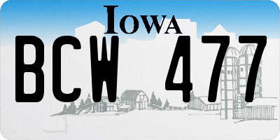 IA license plate BCW477