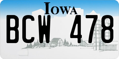IA license plate BCW478