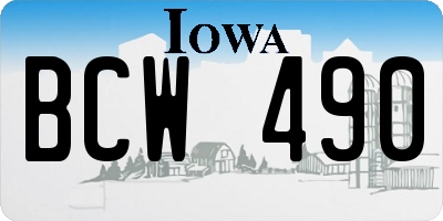 IA license plate BCW490