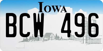 IA license plate BCW496