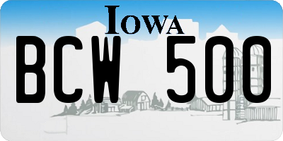 IA license plate BCW500