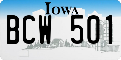 IA license plate BCW501