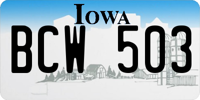 IA license plate BCW503