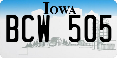 IA license plate BCW505