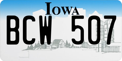 IA license plate BCW507