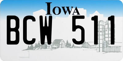 IA license plate BCW511