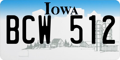 IA license plate BCW512