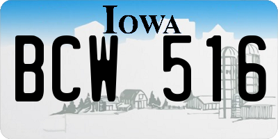 IA license plate BCW516